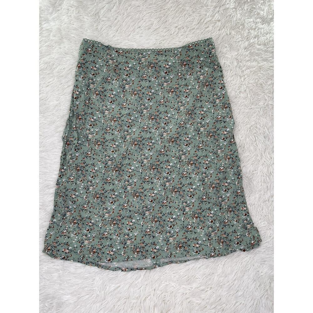 AEROPOSTALE Women’s Green/Blue Cotton Floral Zipper Closure Mini‎ Skirt Size Med